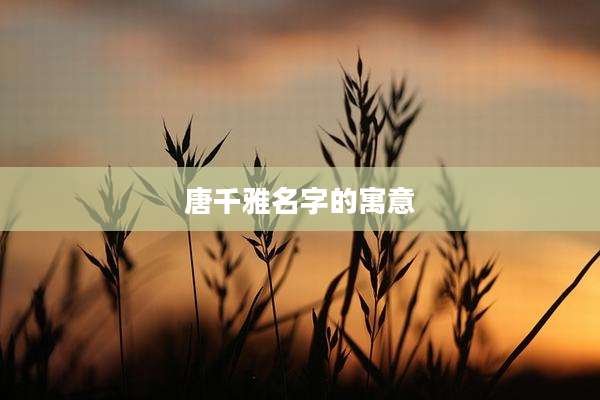 唐千雅名字的寓意