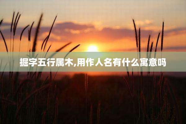 掘字五行属木,用作人名有什么寓意吗