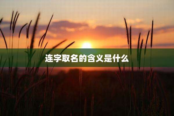 连字取名的含义是什么