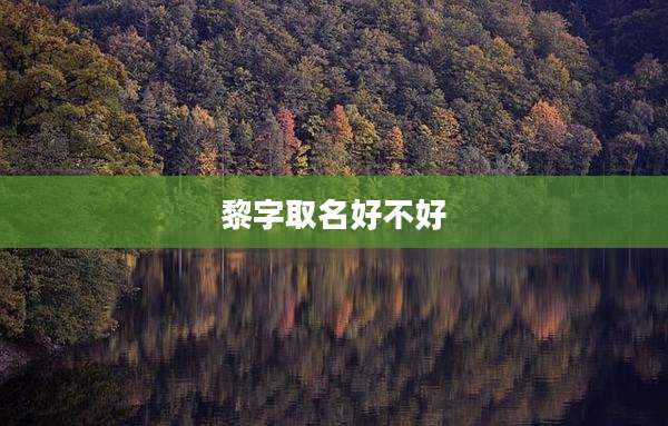 黎字取名好不好