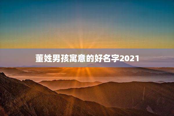 董姓男孩寓意的好名字2021