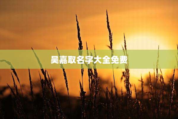 吴嘉取名字大全免费